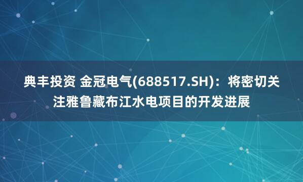 典丰投资 金冠电气(688517.SH)：将密切关注雅鲁藏布江水电项目的开发进展